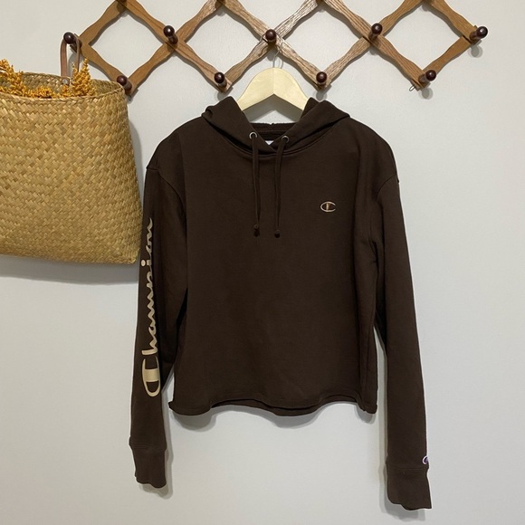 Champion Tops - Champion Dark Brown Women's Cropped Hoodie